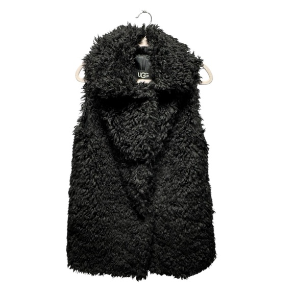 NWT UGG Women Tammie Faux Fur Long Vest In Black - Picture 6 of 11